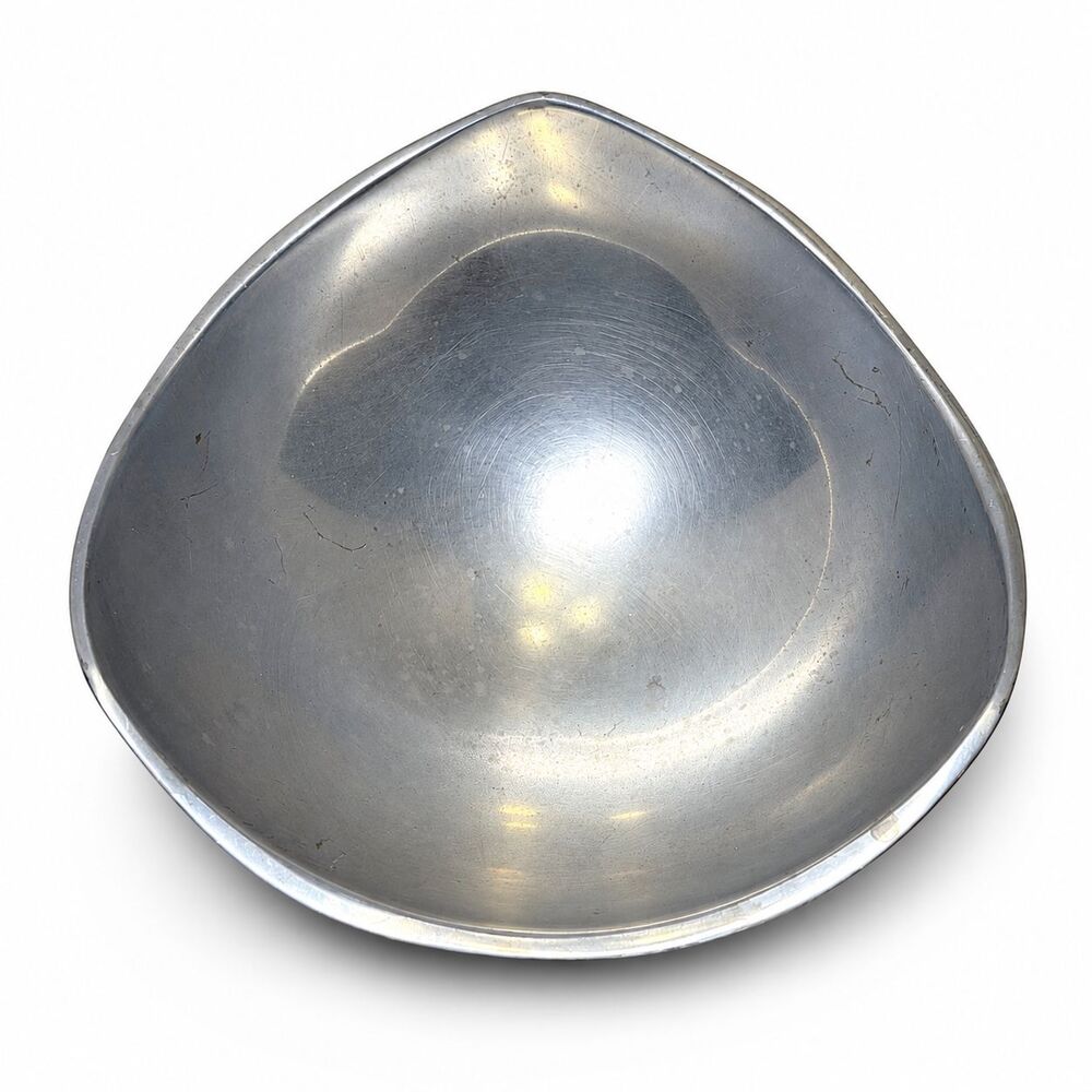 Nambe 530 Aluminum Geometric Serving Bowl Silver Mid Century Modern Tri Corner